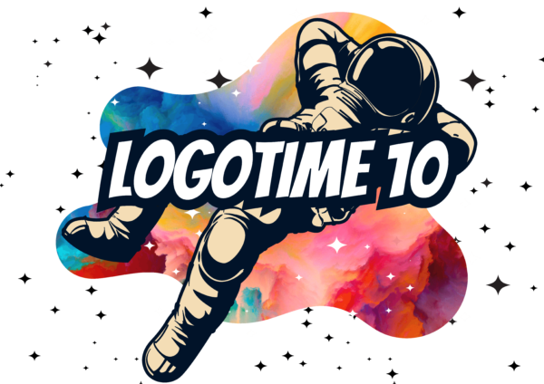 Logo time 10 logo con astronauta